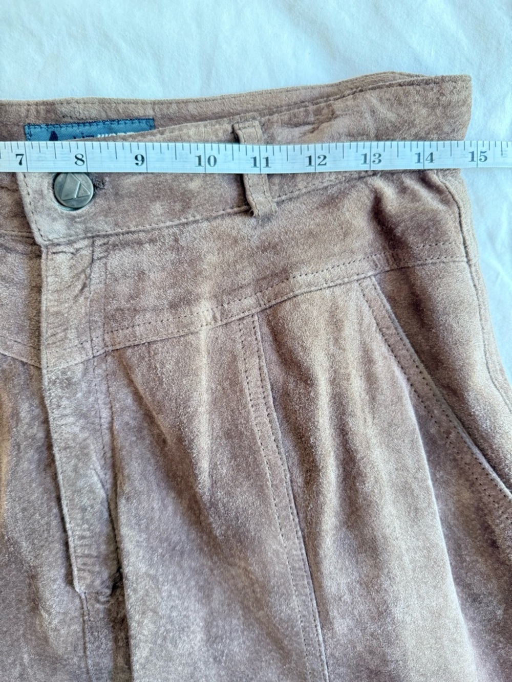 Vintage Liz Claiborne Lizwear Suede Leather Midi Skirt Tan Size 12 - Picture 6 of 7